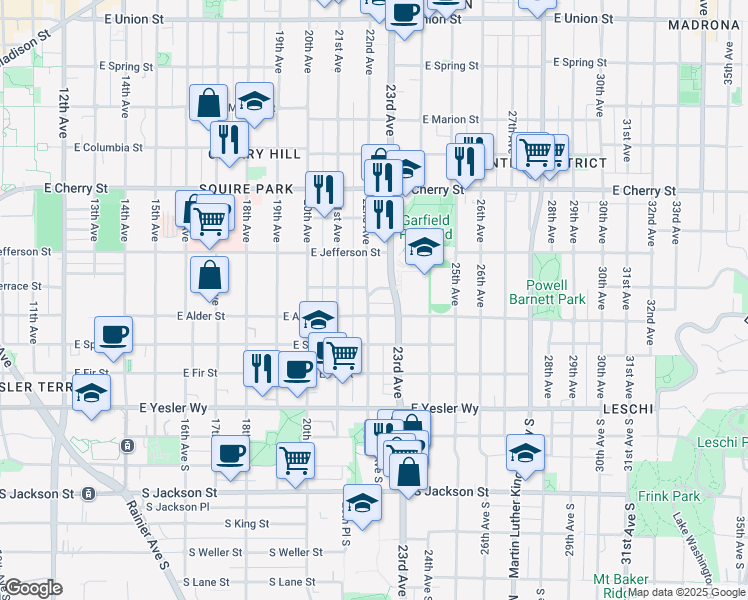 map of restaurants, bars, coffee shops, grocery stores, and more near 411 22nd Avenue in Seattle