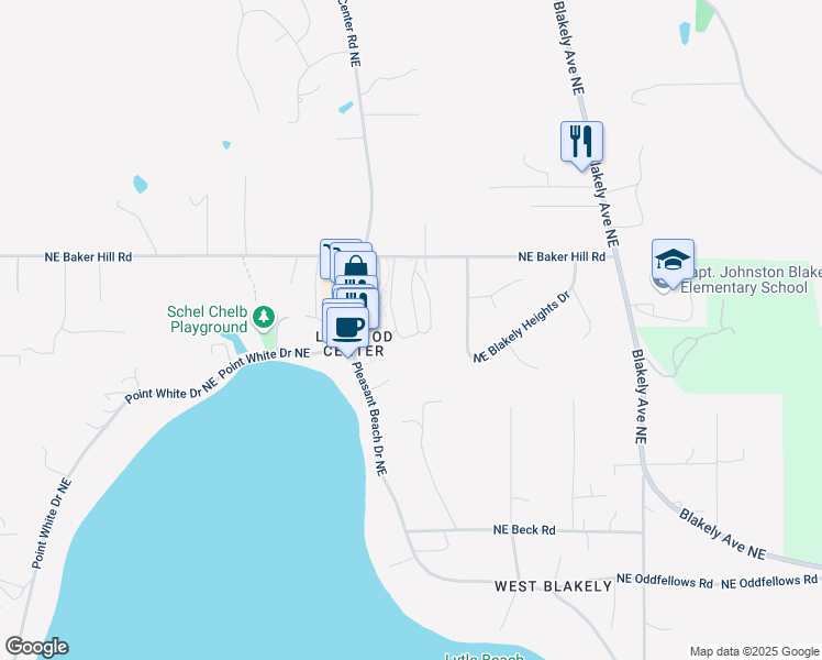 map of restaurants, bars, coffee shops, grocery stores, and more near 4830 Northeast Dotson Loop in Bainbridge Island