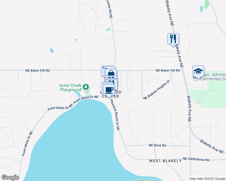 map of restaurants, bars, coffee shops, grocery stores, and more near 4688 Lynwood Center Road Northeast in Bainbridge Island