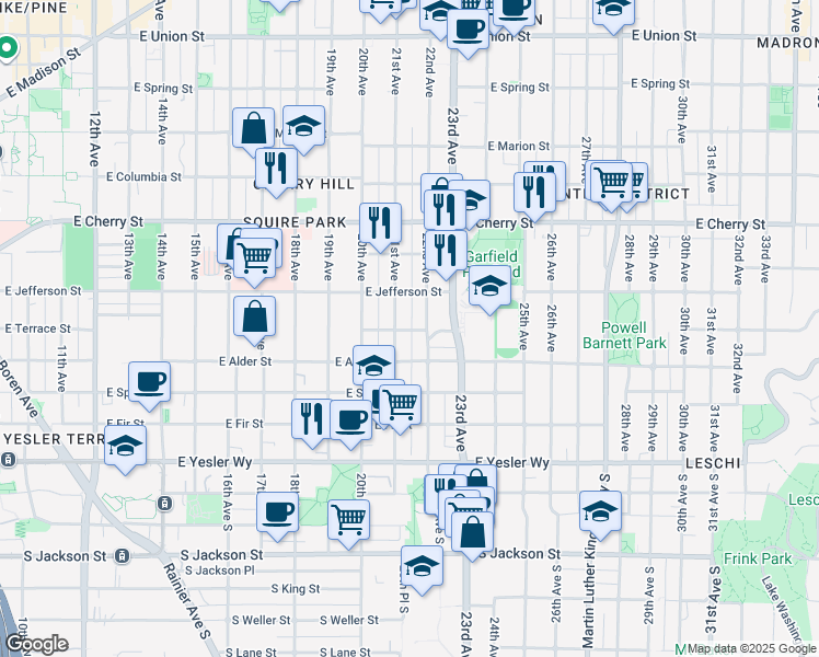 map of restaurants, bars, coffee shops, grocery stores, and more near 411 22nd Avenue in Seattle