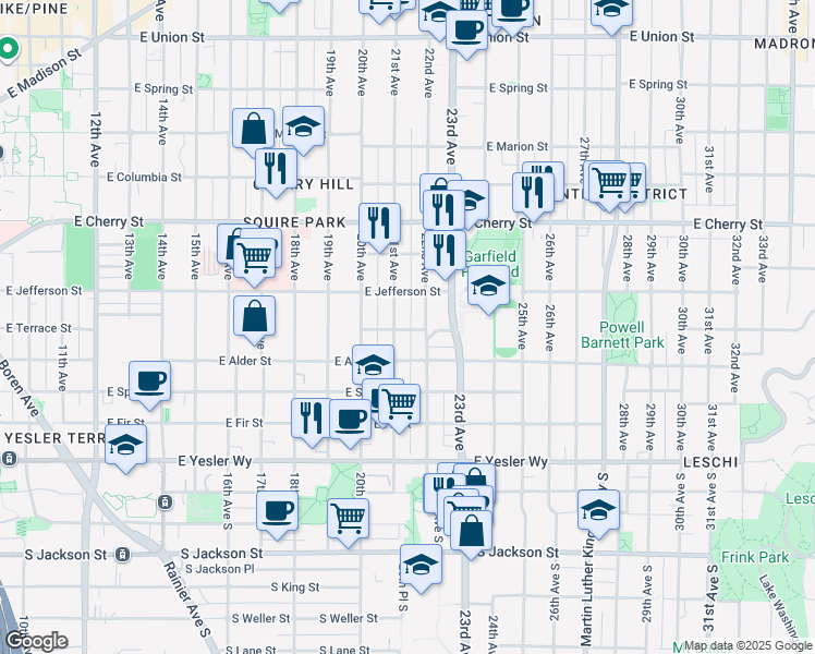 map of restaurants, bars, coffee shops, grocery stores, and more near 411 22nd Avenue in Seattle