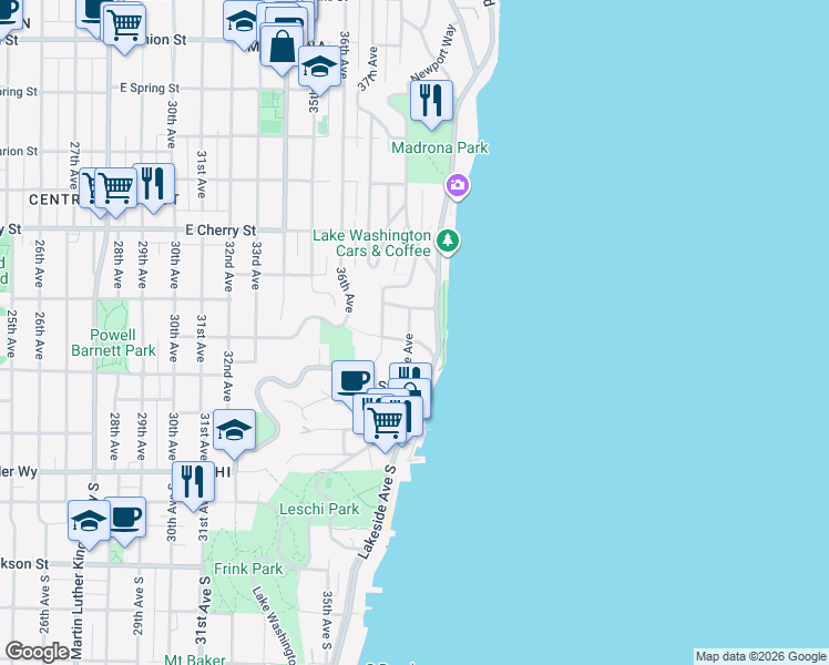 map of restaurants, bars, coffee shops, grocery stores, and more near 416 Erie Avenue in Seattle