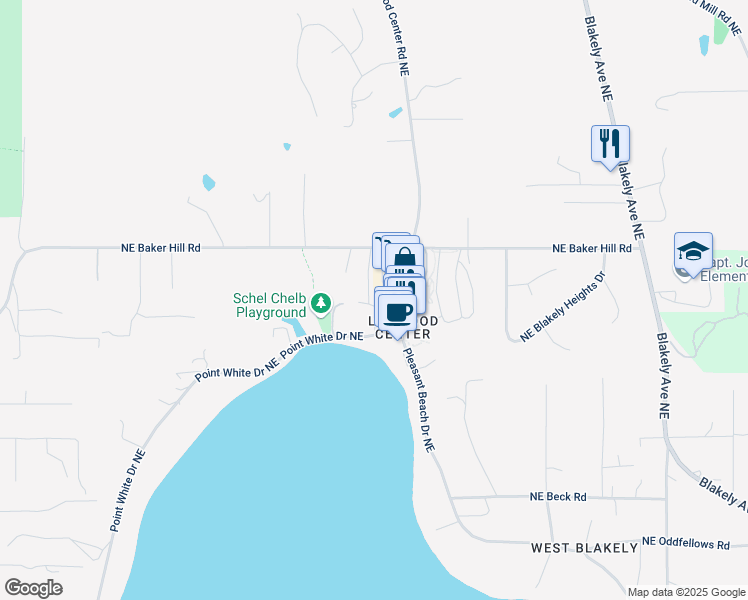 map of restaurants, bars, coffee shops, grocery stores, and more near 4566 Flying Goat Avenue Northeast in Bainbridge Island