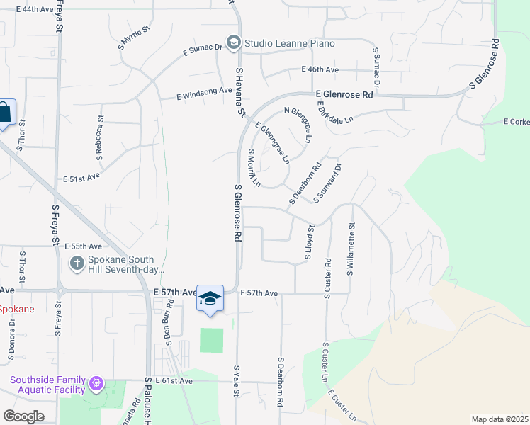 map of restaurants, bars, coffee shops, grocery stores, and more near 4406 East Glennaire Drive in Spokane