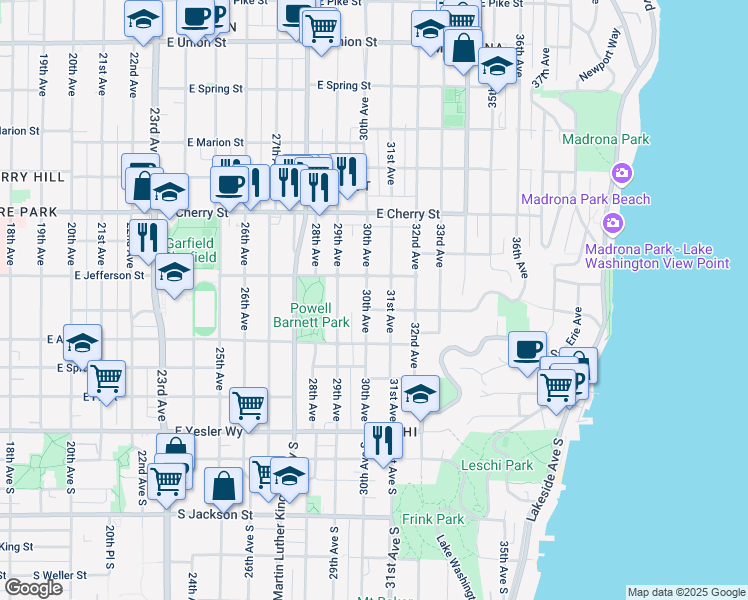 map of restaurants, bars, coffee shops, grocery stores, and more near 408 30th Avenue in Seattle