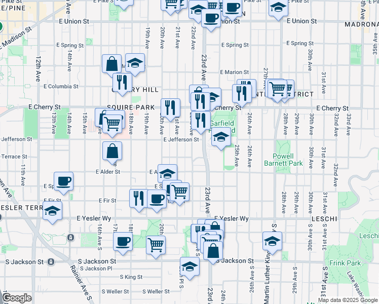 map of restaurants, bars, coffee shops, grocery stores, and more near 411 22nd Avenue in Seattle