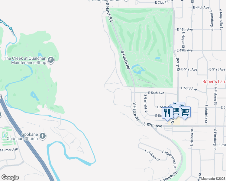 map of restaurants, bars, coffee shops, grocery stores, and more near 5430 South Quail Ridge Circle in Spokane