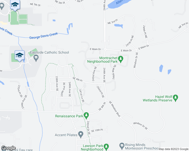 map of restaurants, bars, coffee shops, grocery stores, and more near 24302 Southeast 3rd Place in Sammamish