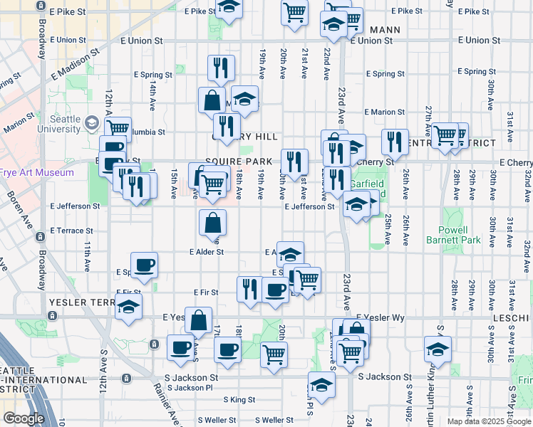 map of restaurants, bars, coffee shops, grocery stores, and more near 407 20th Avenue in Seattle