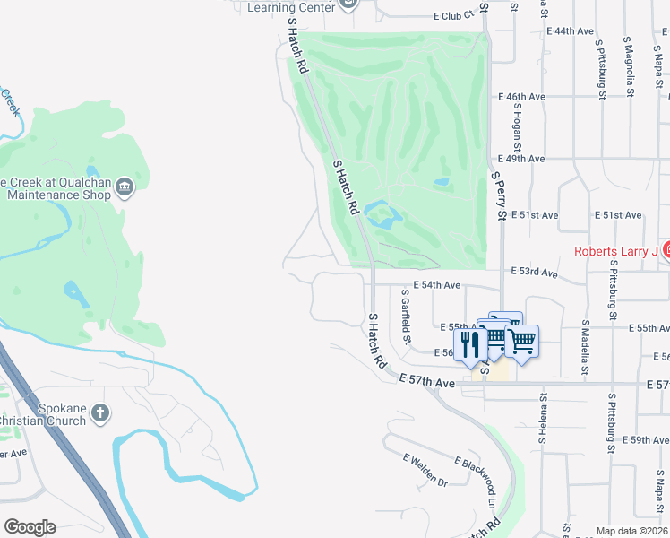 map of restaurants, bars, coffee shops, grocery stores, and more near 5437 South Quail Ridge Circle in Spokane