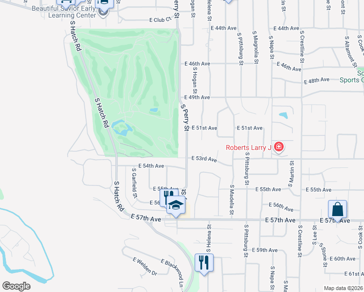 map of restaurants, bars, coffee shops, grocery stores, and more near 5118 South Perry Street in Spokane