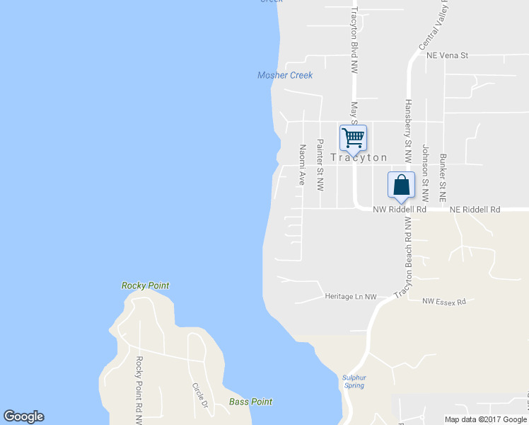 map of restaurants, bars, coffee shops, grocery stores, and more near 711 Northwest Riddell Road in Bremerton