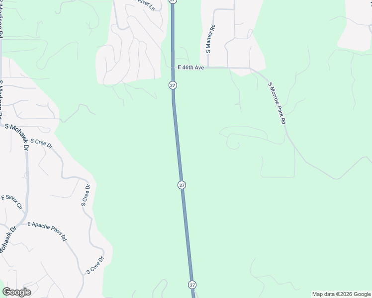 map of restaurants, bars, coffee shops, grocery stores, and more near 5115 Washington 27 in Spokane