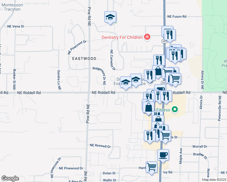 map of restaurants, bars, coffee shops, grocery stores, and more near 4801 Bowwood Circle Northeast in Bremerton