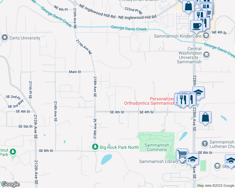 map of restaurants, bars, coffee shops, grocery stores, and more near 318 220th Avenue Southeast in Sammamish