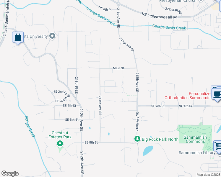 map of restaurants, bars, coffee shops, grocery stores, and more near 21435 Southeast 2nd Street in Sammamish