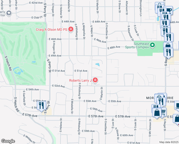 map of restaurants, bars, coffee shops, grocery stores, and more near 5107 South Magnolia Street in Spokane
