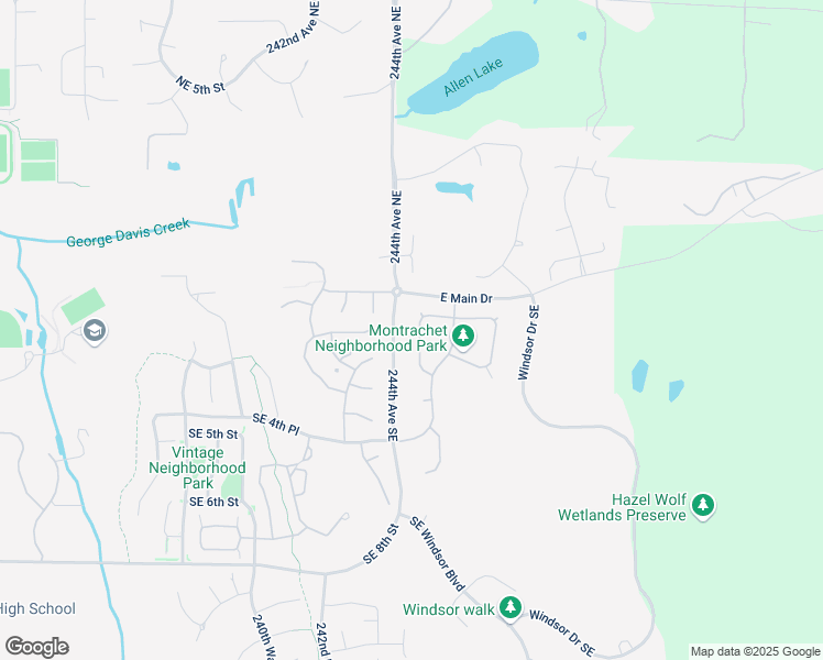map of restaurants, bars, coffee shops, grocery stores, and more near 24514 Southeast 1st Street in Sammamish