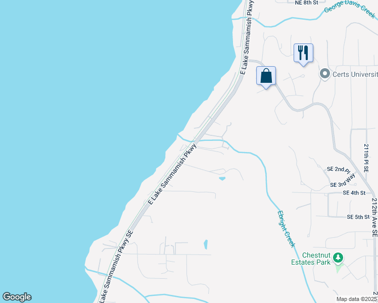 map of restaurants, bars, coffee shops, grocery stores, and more near 135 East Lake Sammamish Parkway Southeast in Sammamish