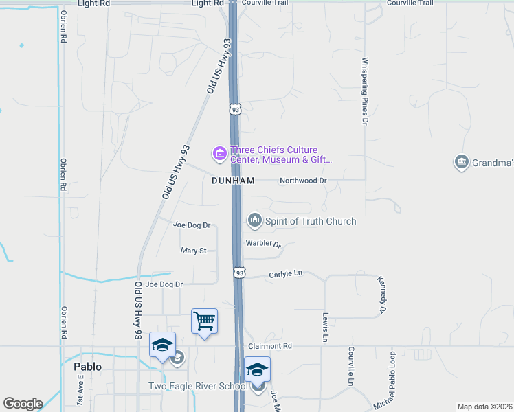 map of restaurants, bars, coffee shops, grocery stores, and more near 52000-53140 U.S. 93 in Polson