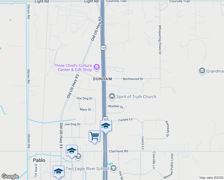 map of restaurants, bars, coffee shops, grocery stores, and more near 52000-53140 U.S. 93 in Polson