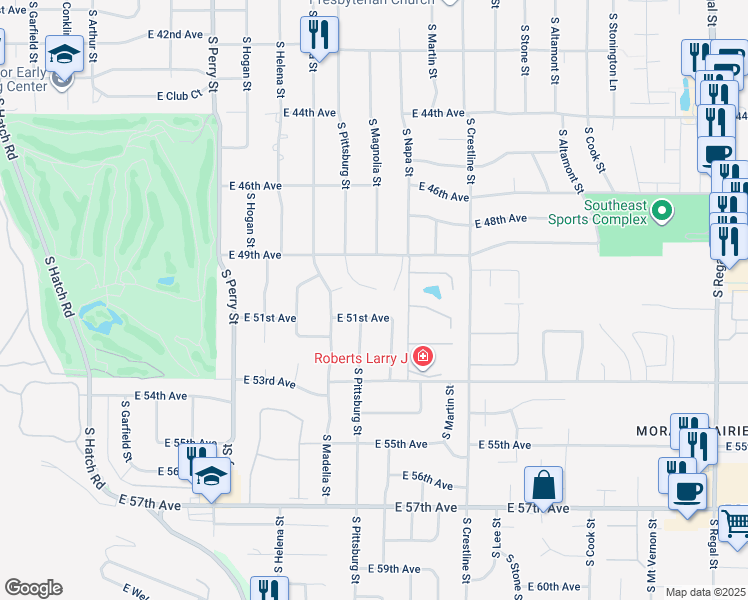 map of restaurants, bars, coffee shops, grocery stores, and more near 4920 South Pittsburg Street in Spokane