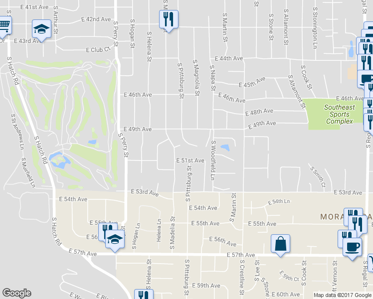 map of restaurants, bars, coffee shops, grocery stores, and more near 4916 South Pittsburg Street in Spokane