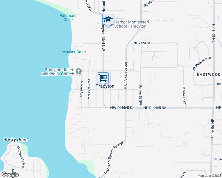 map of restaurants, bars, coffee shops, grocery stores, and more near in Tracyton