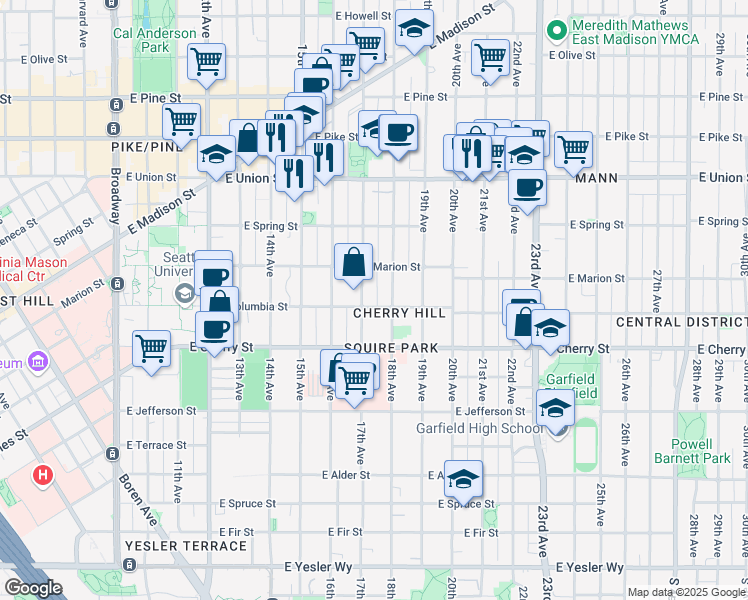 map of restaurants, bars, coffee shops, grocery stores, and more near 824 17th Avenue in Seattle