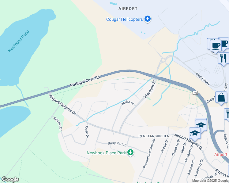 map of restaurants, bars, coffee shops, grocery stores, and more near 37 Piper Street in St. John's