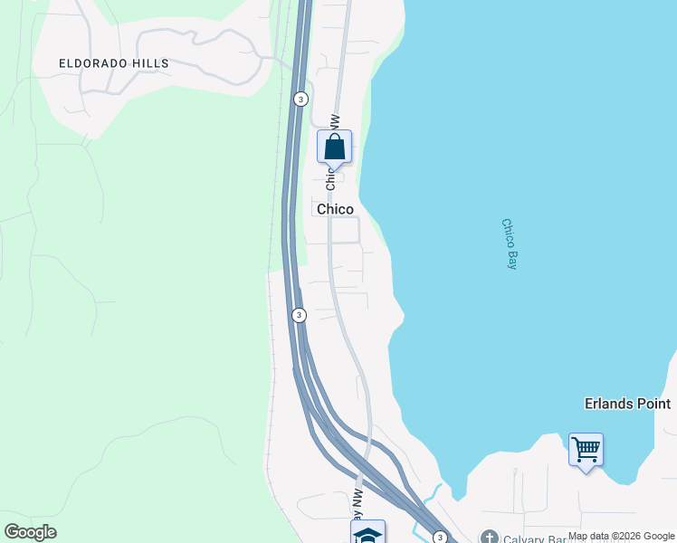 map of restaurants, bars, coffee shops, grocery stores, and more near 5026 Chico Way Northwest in Bremerton