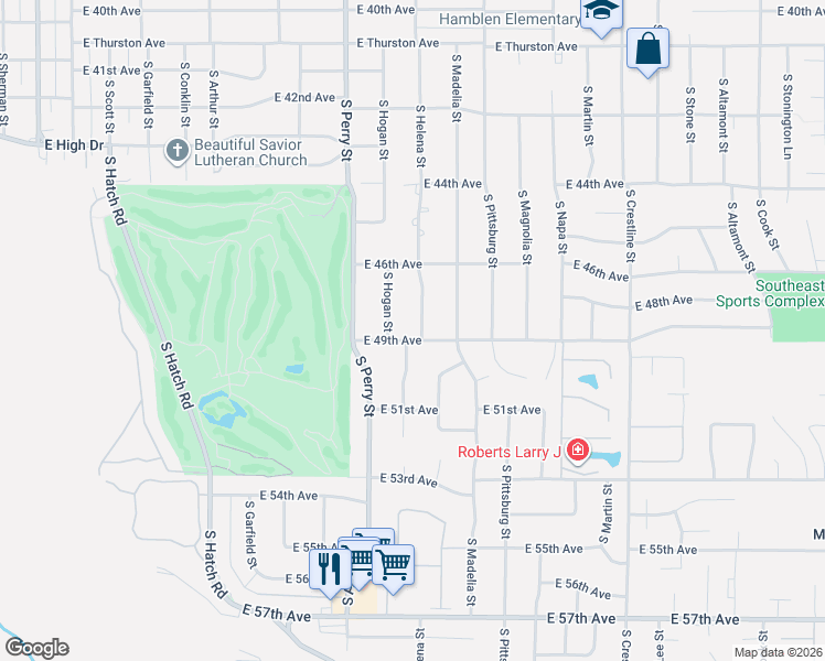 map of restaurants, bars, coffee shops, grocery stores, and more near 4808 South Helena Street in Spokane