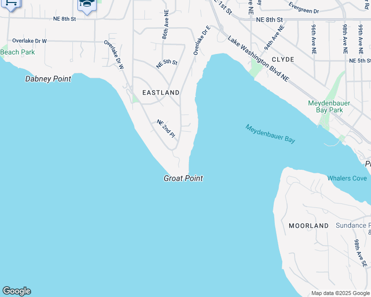 map of restaurants, bars, coffee shops, grocery stores, and more near 122 Overlake Drive East in Medina