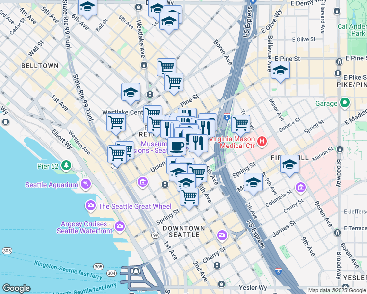 map of restaurants, bars, coffee shops, grocery stores, and more near 1409 16th Avenue in Seattle