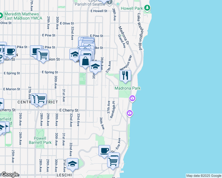 map of restaurants, bars, coffee shops, grocery stores, and more near 826 37th Avenue in Seattle
