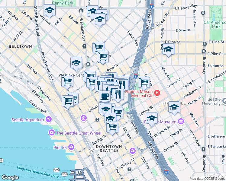 map of restaurants, bars, coffee shops, grocery stores, and more near 1409 16th Avenue in Seattle