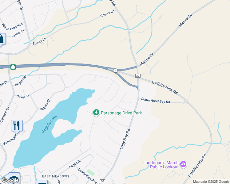 map of restaurants, bars, coffee shops, grocery stores, and more near 58 Cheyne Drive in St. John's