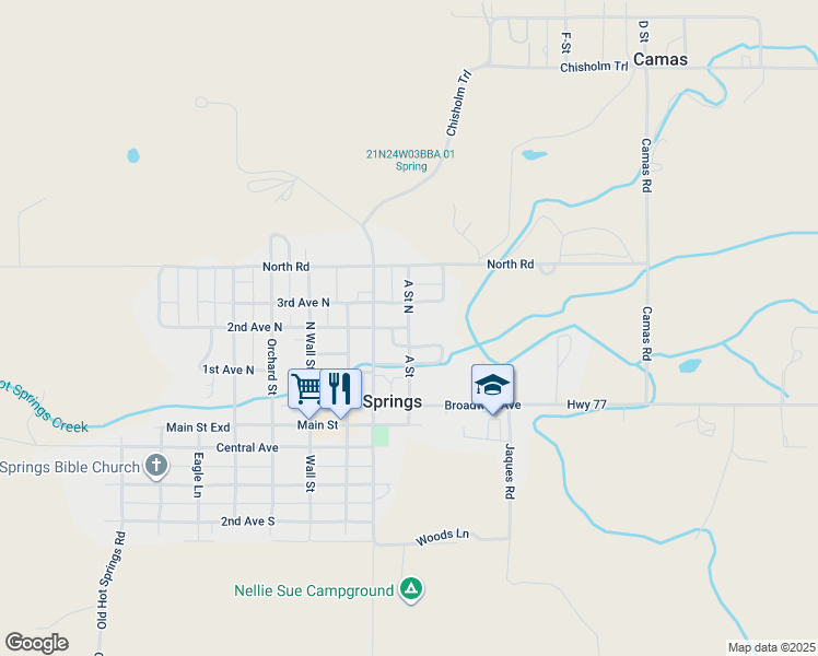 map of restaurants, bars, coffee shops, grocery stores, and more near 301 A Street North in Hot Springs