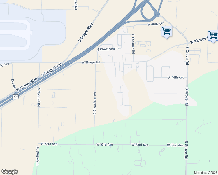 map of restaurants, bars, coffee shops, grocery stores, and more near 4616 South Ben Franklin Lane in Spokane