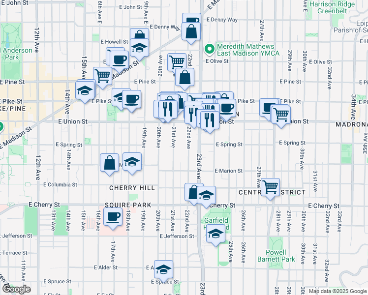 map of restaurants, bars, coffee shops, grocery stores, and more near 943 22nd Avenue in Seattle