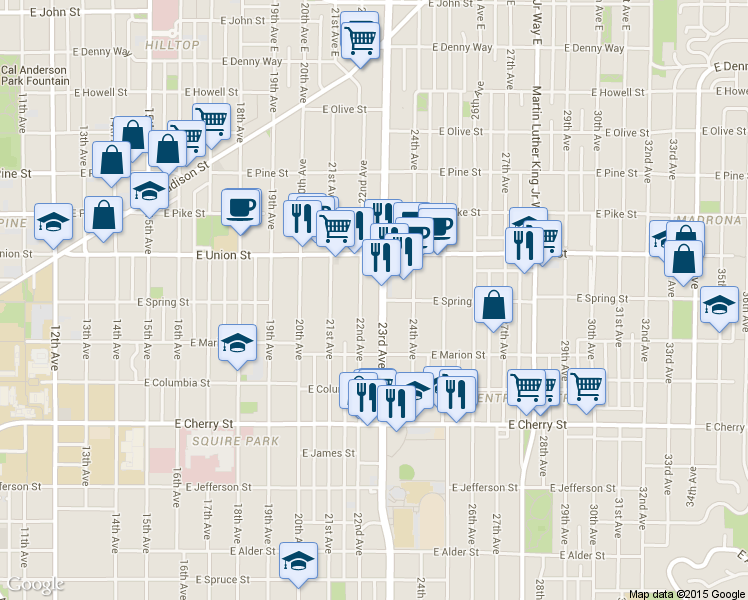 map of restaurants, bars, coffee shops, grocery stores, and more near 946 23rd Avenue in Seattle