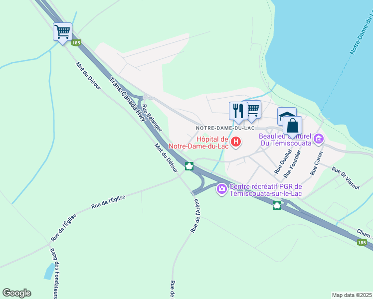 map of restaurants, bars, coffee shops, grocery stores, and more near 49 Rue Plourde in Témiscouata-sur-le-Lac