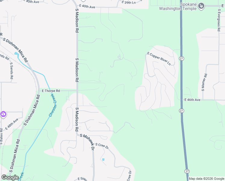 map of restaurants, bars, coffee shops, grocery stores, and more near 4427 South Madison Road in Spokane Valley