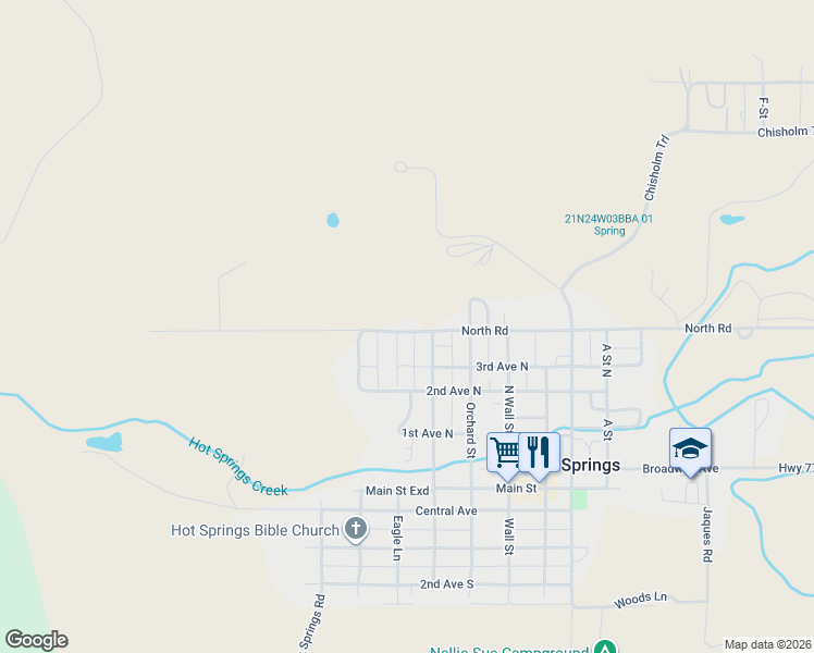 map of restaurants, bars, coffee shops, grocery stores, and more near 500-554 N Rd in Hot Springs