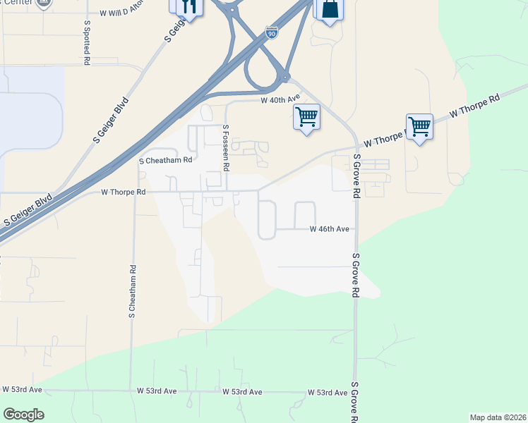 map of restaurants, bars, coffee shops, grocery stores, and more near 4421 S Carnation Rd in Spokane