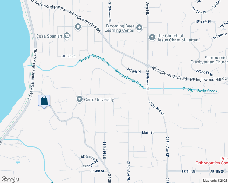 map of restaurants, bars, coffee shops, grocery stores, and more near 21216 Northeast 4th Street in Sammamish