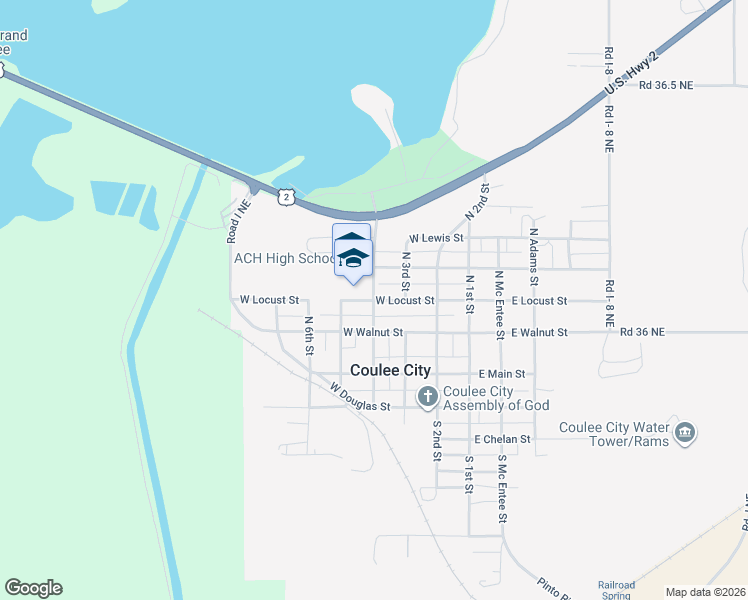 map of restaurants, bars, coffee shops, grocery stores, and more near 410 West Locust Street in Coulee City