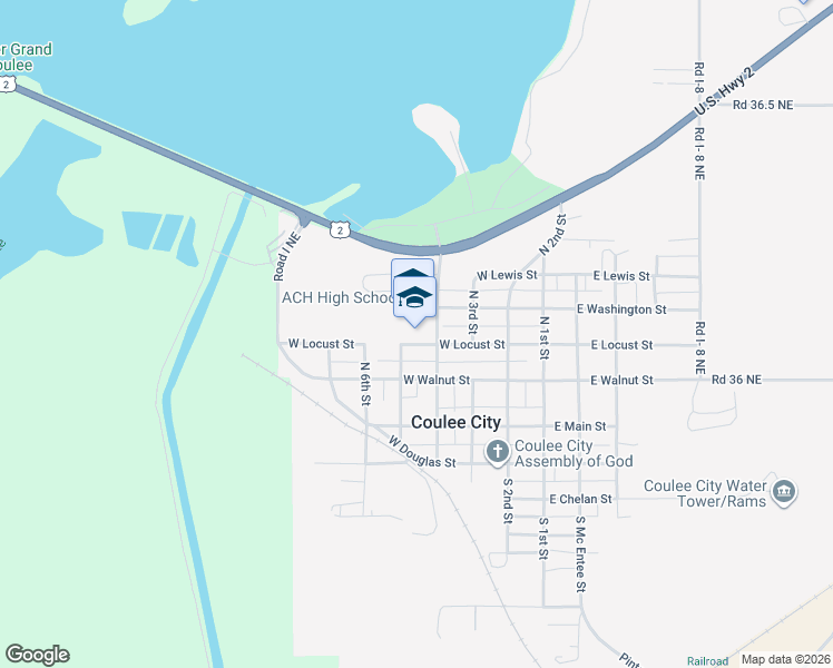 map of restaurants, bars, coffee shops, grocery stores, and more near 410 West Locust Street in Coulee City