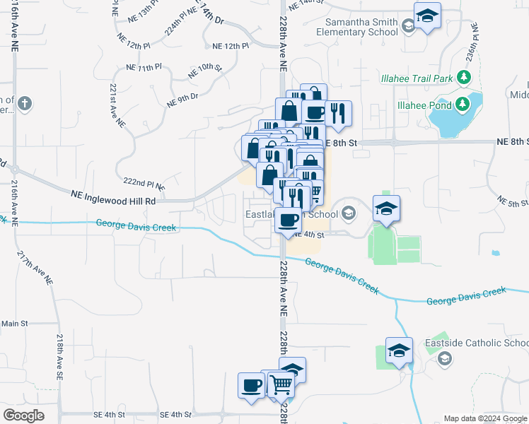 map of restaurants, bars, coffee shops, grocery stores, and more near 468 226th Place Northeast in Sammamish