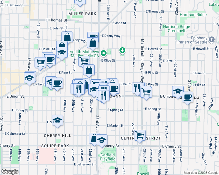 map of restaurants, bars, coffee shops, grocery stores, and more near 1508 24th Avenue in Seattle